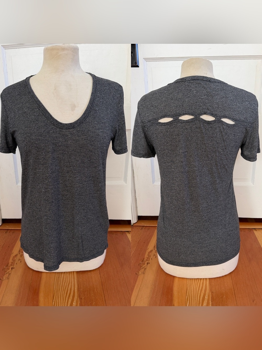 Michael Stars Grey Short Sleeve Cut Out Tee Shirt O/S